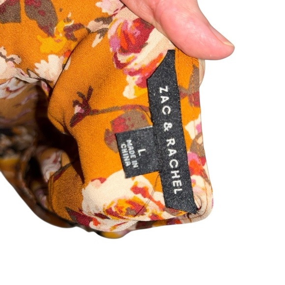 Zac & Rachel Women's L Large Faux Wrap Blouse Top Asian Inspired Cherry Blossom - Picture 7 of 7